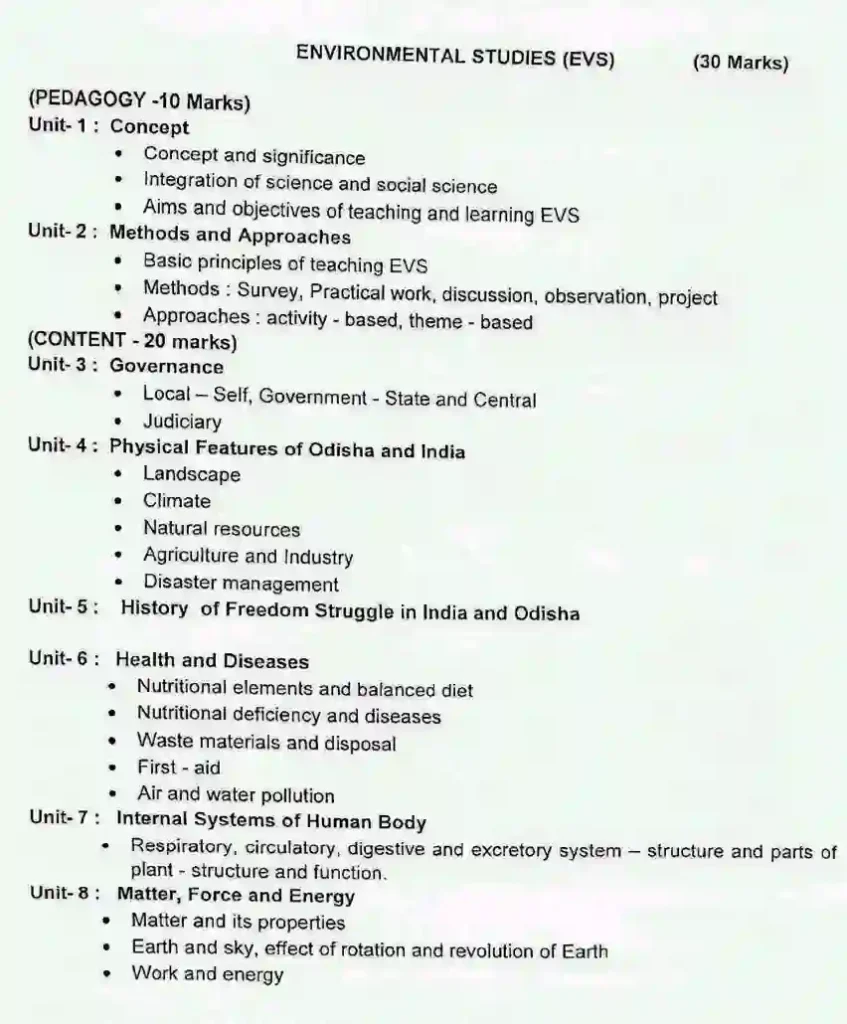 Odisha jt syllabus 2023